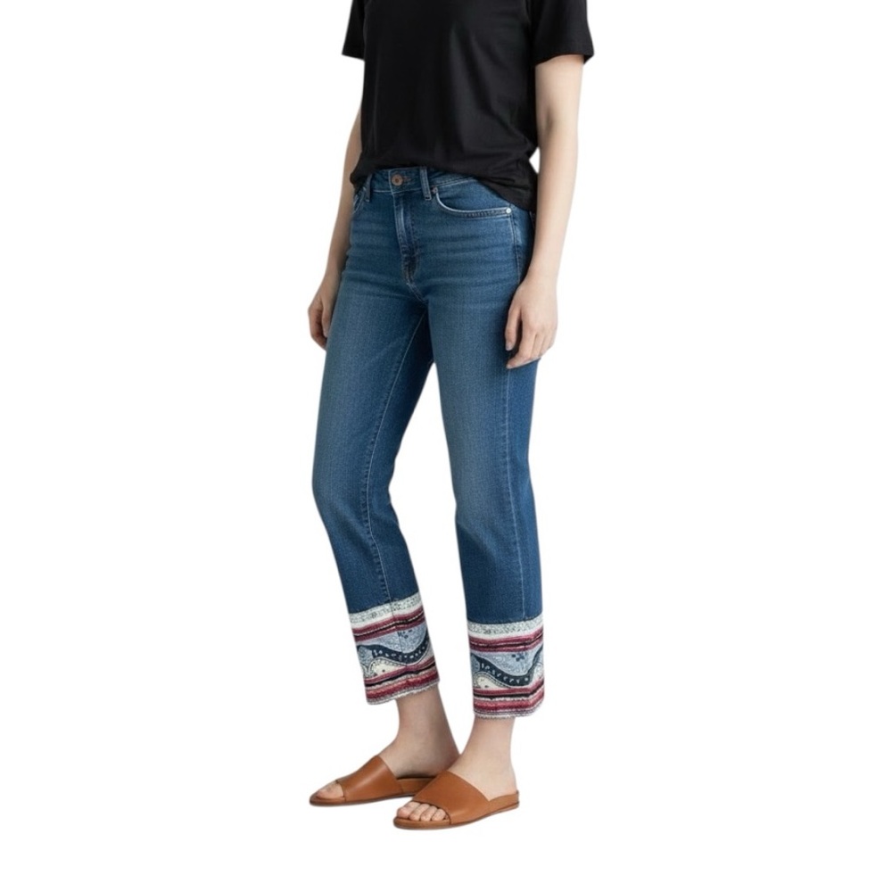 Anthropologie Pilcro Southwestern Bandana Western Cuff Straight Leg Crop Jean